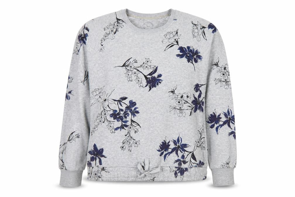 Front view of Next Women’s Grey Floral Pullover Sweatshirt, size L