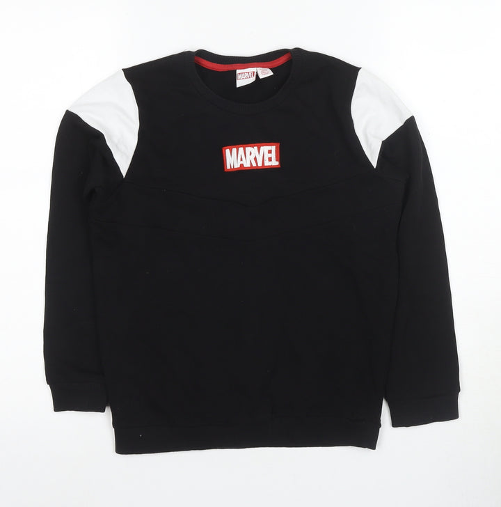 Marvel Boys Black XS Pullover Sweatshirt with Logo Accent