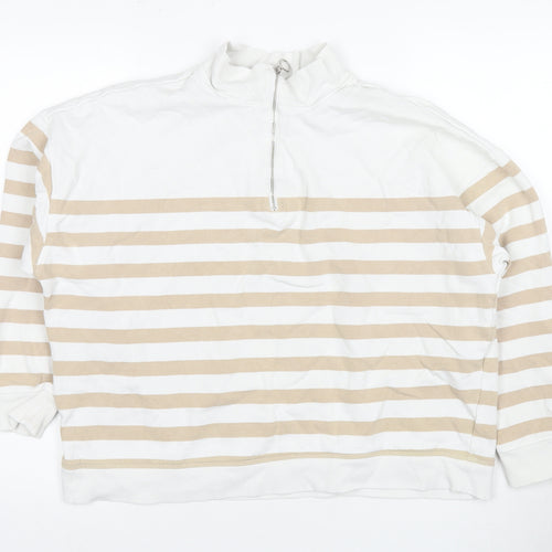 Marks and Spencer Women's Ivory Striped Pullover Sweatshirt 16