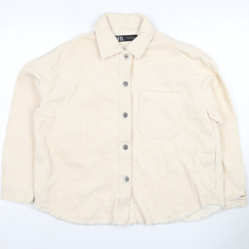 Zara Women's Beige Corduroy Jacket M - Classic Casual Style
