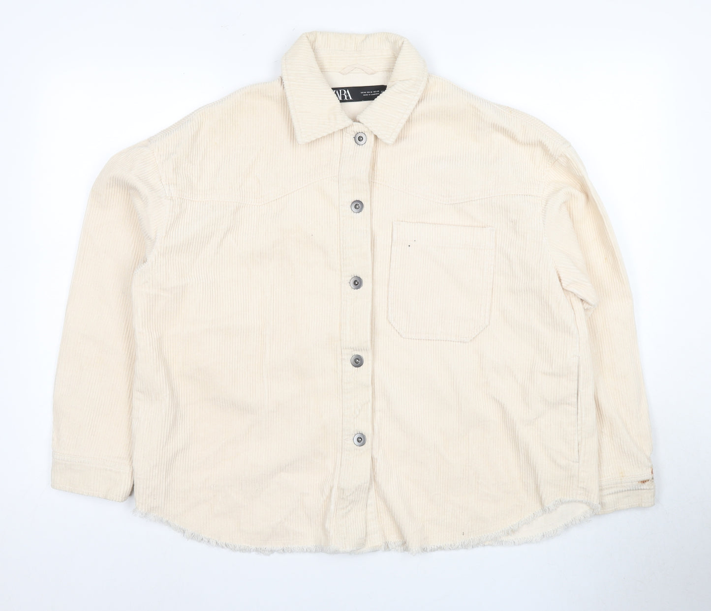 Zara Women's Beige Corduroy Jacket M - Classic Casual Style