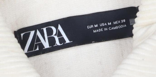 Zara Women's Beige Corduroy Jacket M - Classic Casual Style