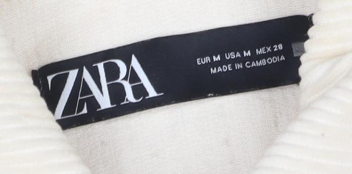 Zara Women's Beige Corduroy Jacket M - Classic Casual Style