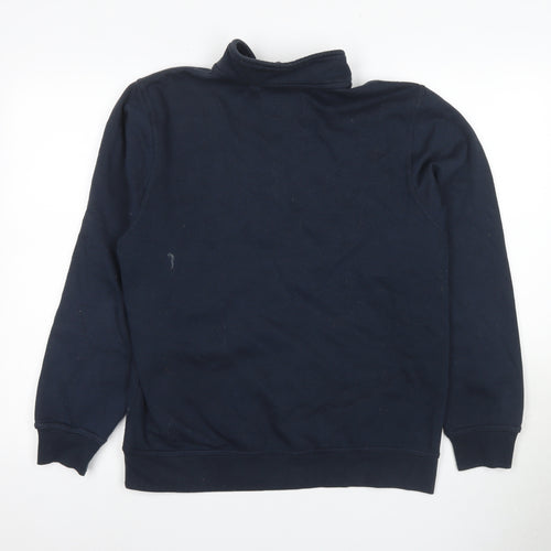 Parlez Men's Blue 1/4 Zip Logo Sweatshirt M