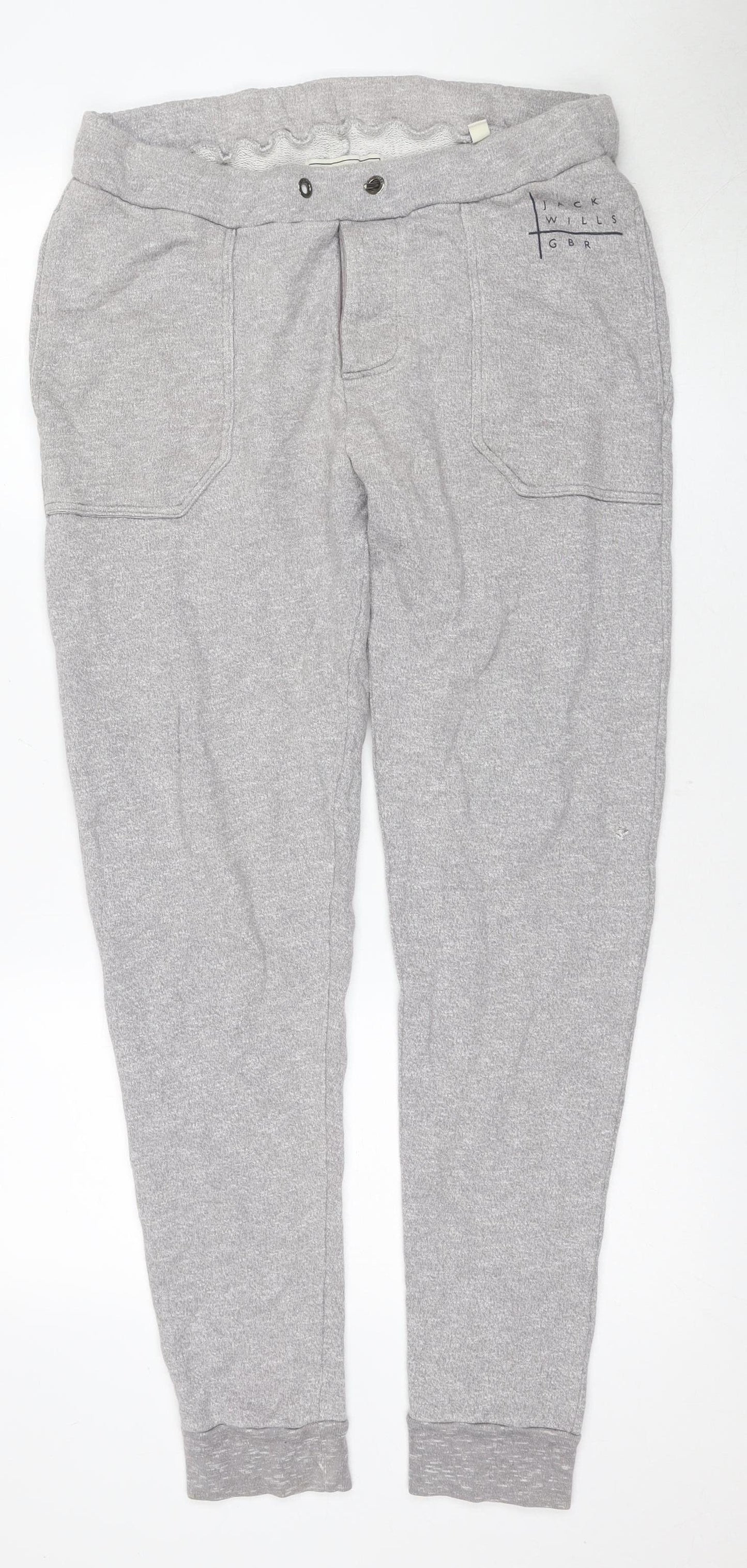 Jack Wills Men's Grey Joggers - Medium, Elastic Waist
