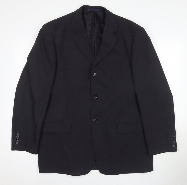 Canda Men's Black Blazer, Size 42, 1 Piece Striped