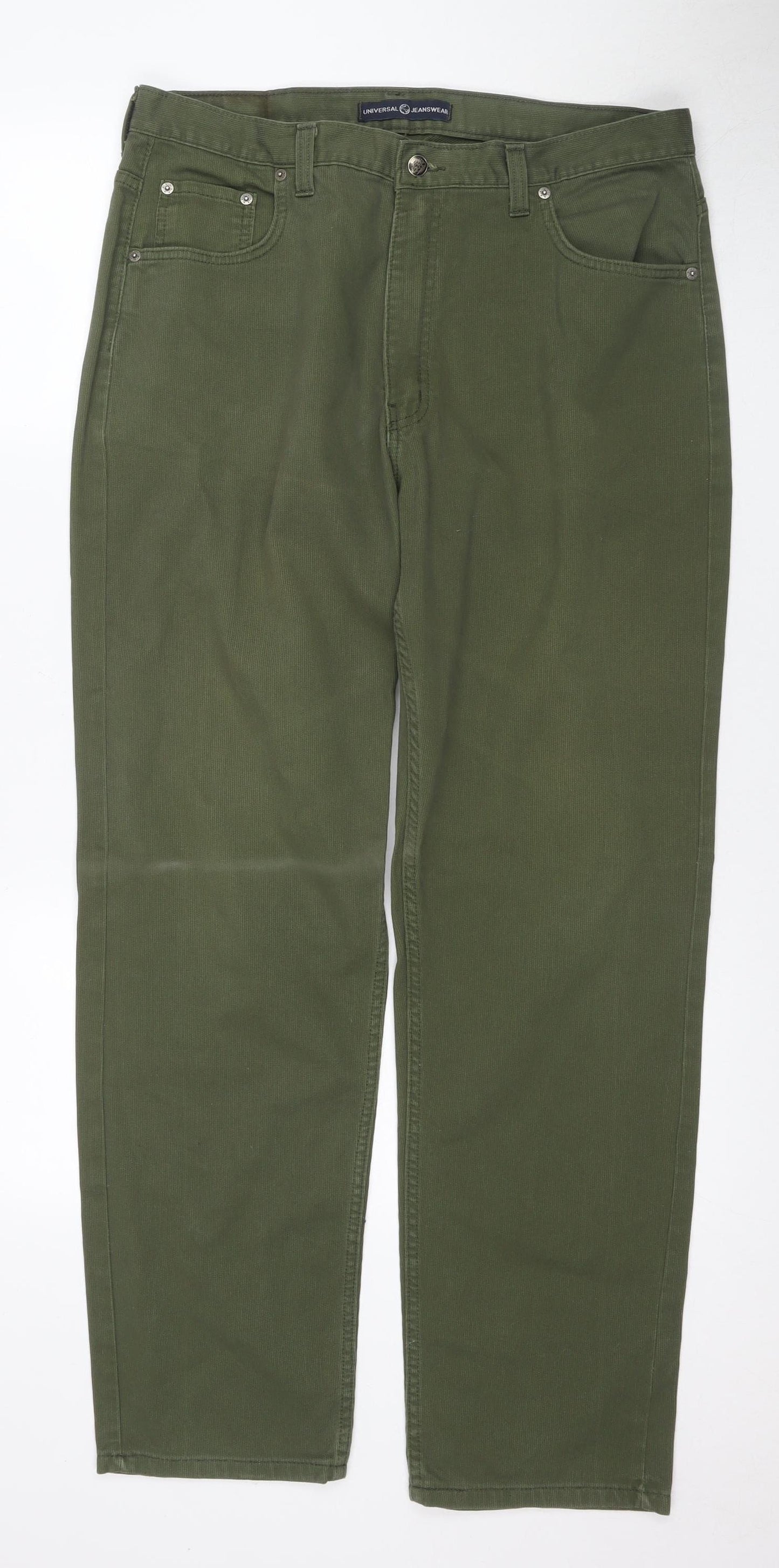 Universal Jeanswear Men's Green Straight Jeans 36W 31L