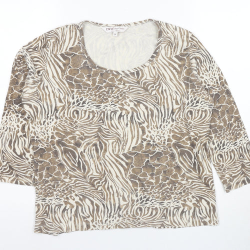 EWM Women's Brown Animal Print T-Shirt M