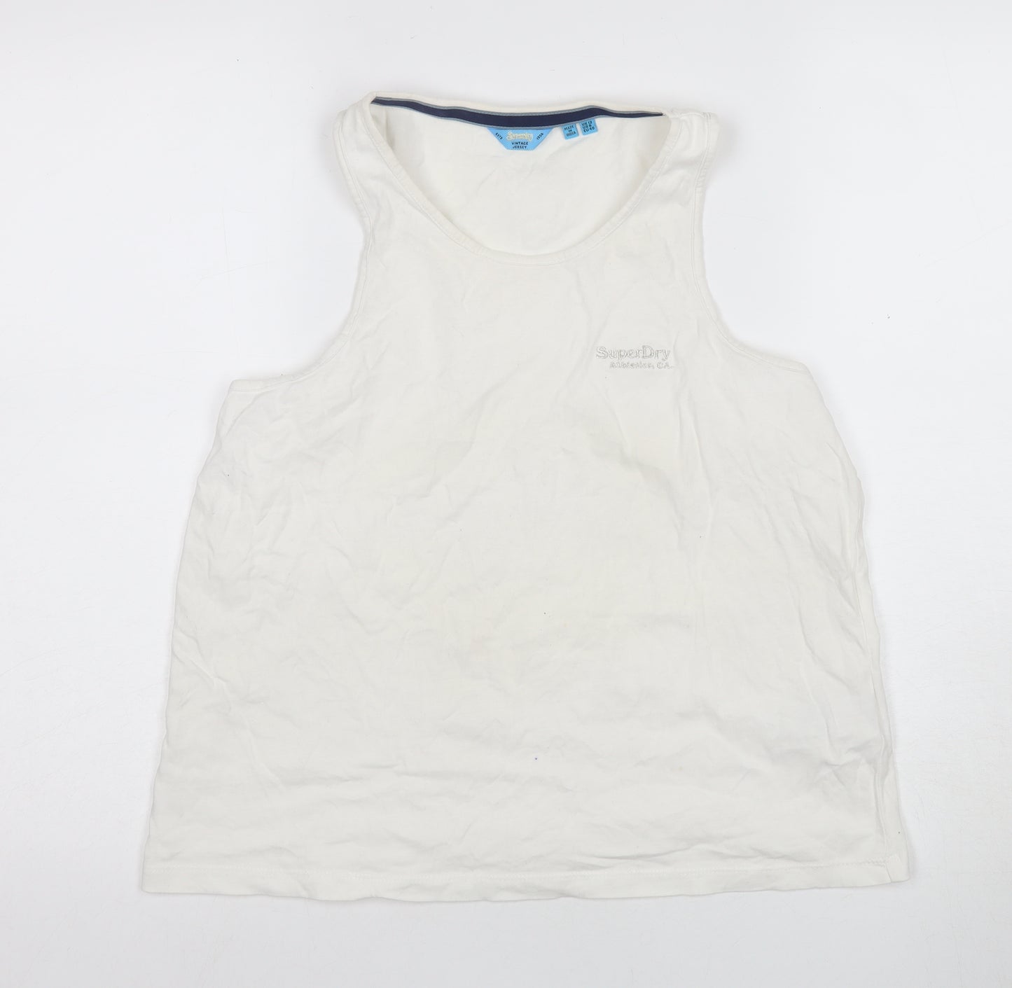SuperDry Women's White Tank Jersey Top Size 12