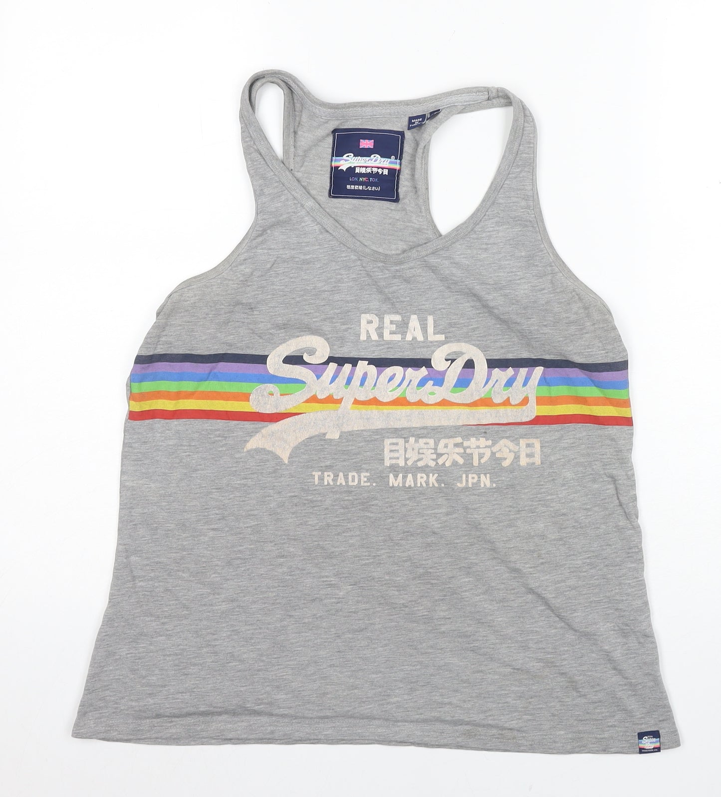 SuperDry Women's Grey Tank Top, Size 14, Retro Style
