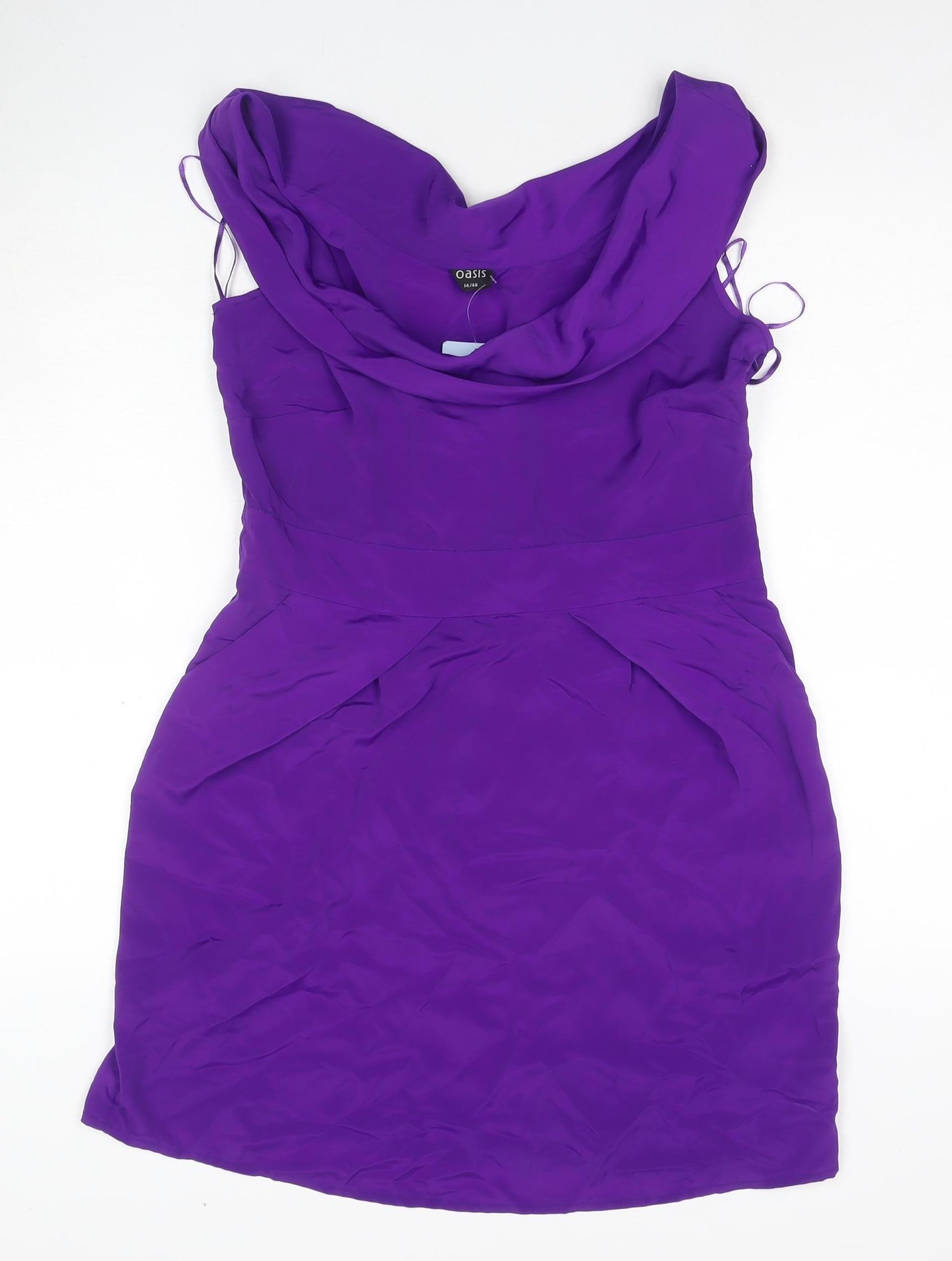 Oasis Women Purple Sheath Dress Size 14 Cowl Neck