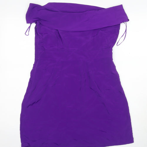 Oasis Women Purple Sheath Dress Size 14 Cowl Neck