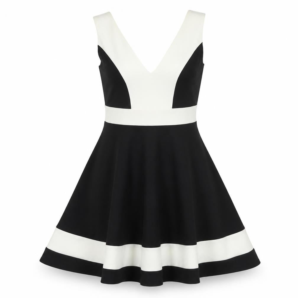 Front view of Lipsy Women's Black Fit & Flare Dress, size 8