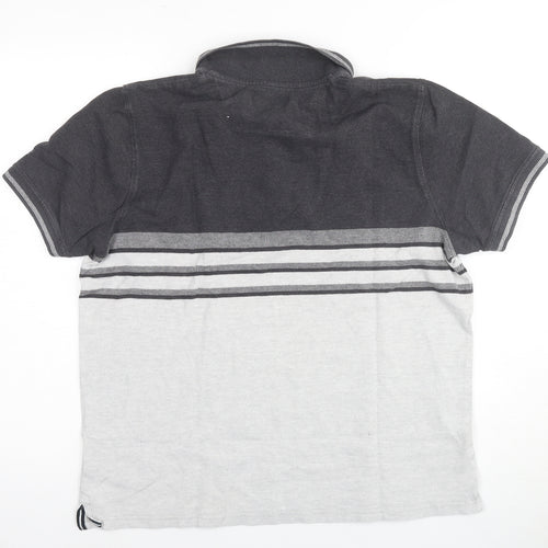 Maine New England Men's Grey Striped Polo Size L