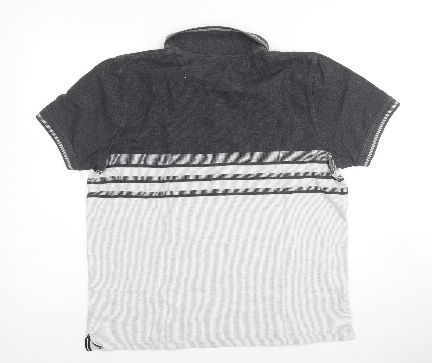 Maine New England Men's Grey Striped Polo Size L