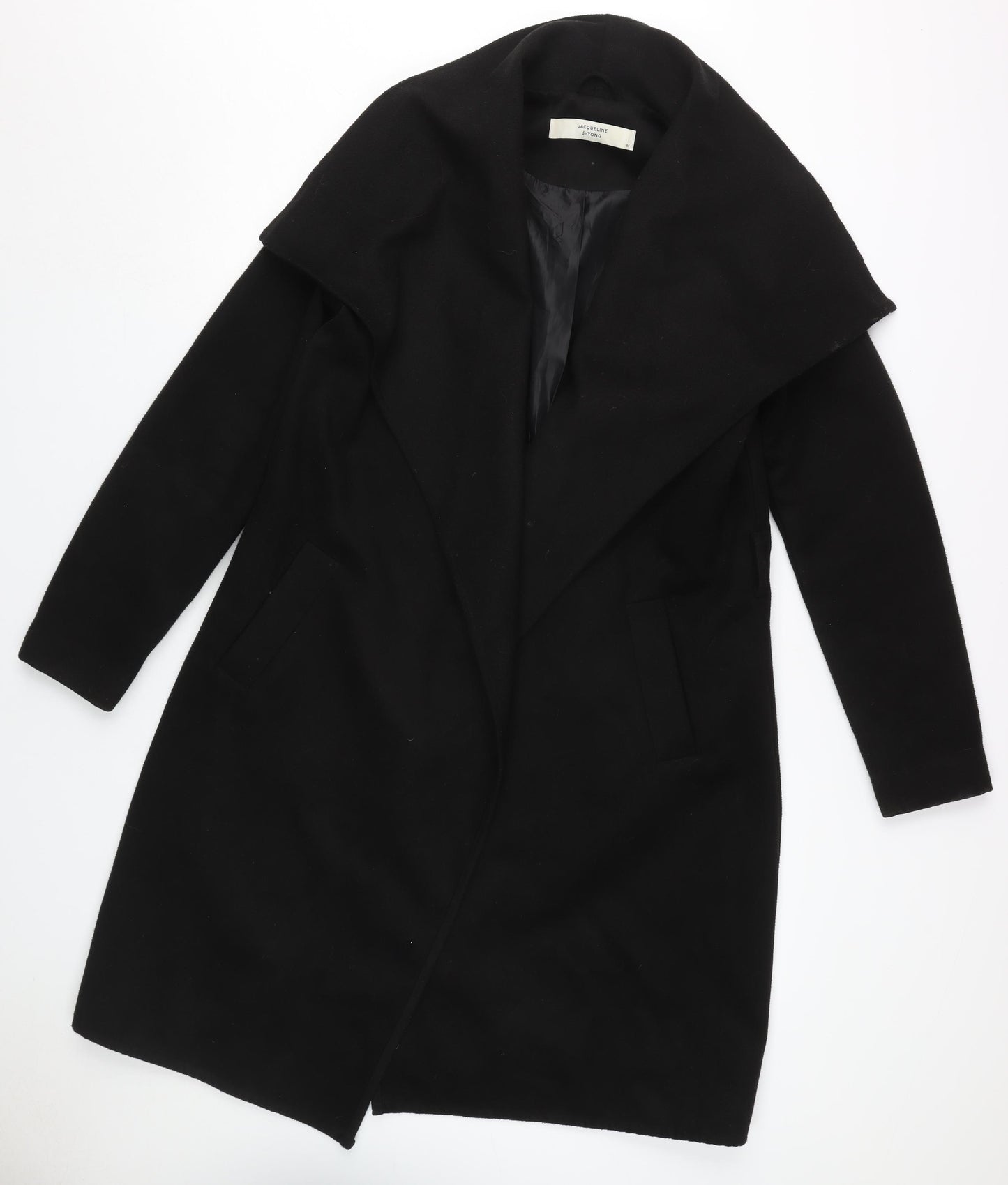 Jacqueline de Yong Women's Black Long Overcoat M
