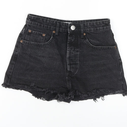 ZARA Women's Black Cotton Cut-Off Shorts, Size 8