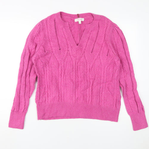 Marks & Spencer Women's Pink Cable Knit Pullover Jumper Size 16