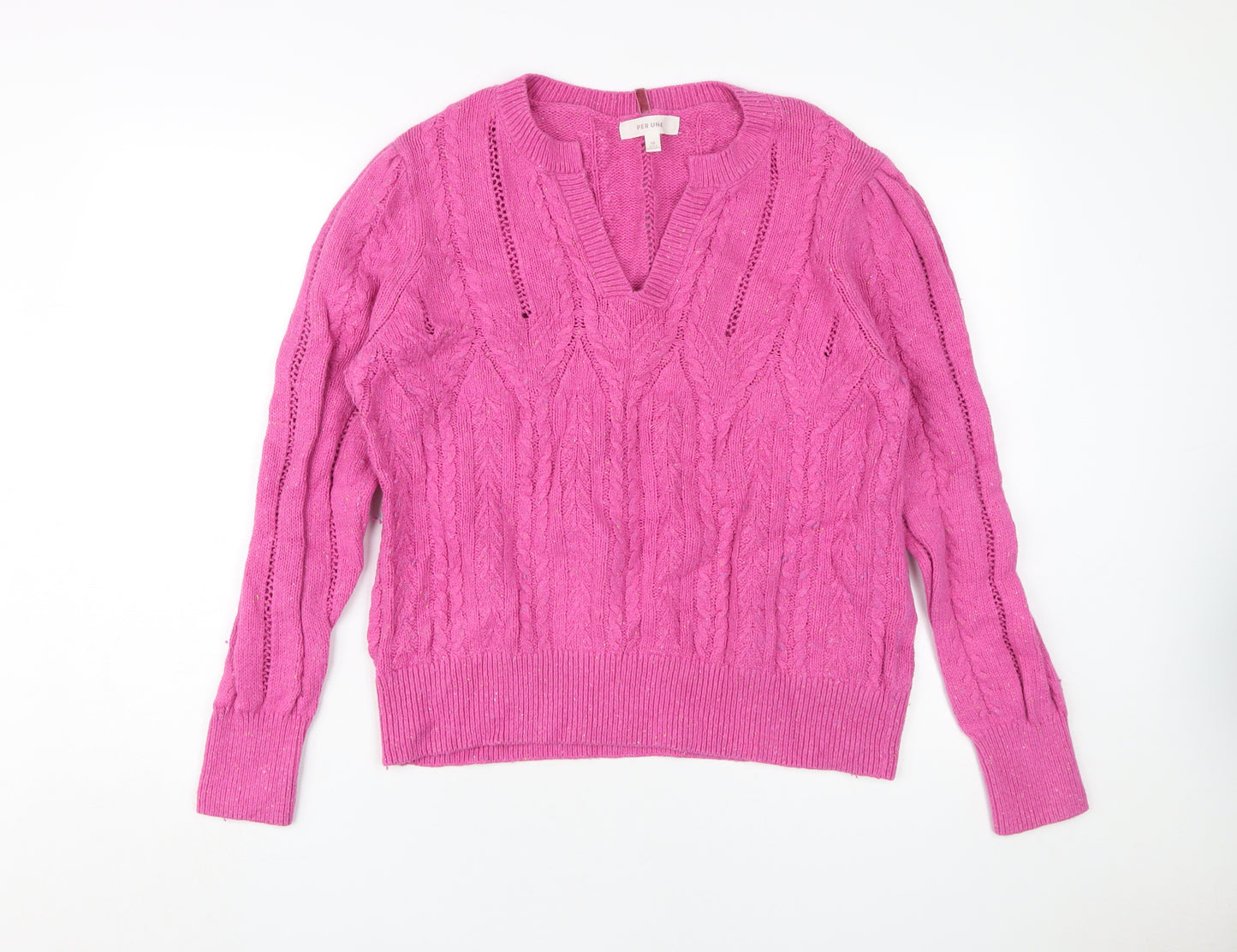 Marks & Spencer Women's Pink Cable Knit Pullover Jumper Size 16