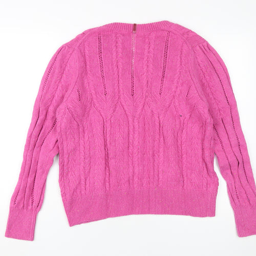 Marks & Spencer Women's Pink Cable Knit Pullover Jumper Size 16