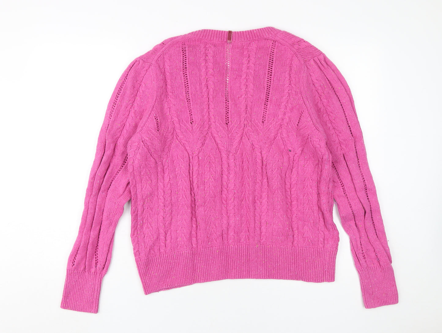 Marks & Spencer Women's Pink Cable Knit Pullover Jumper Size 16