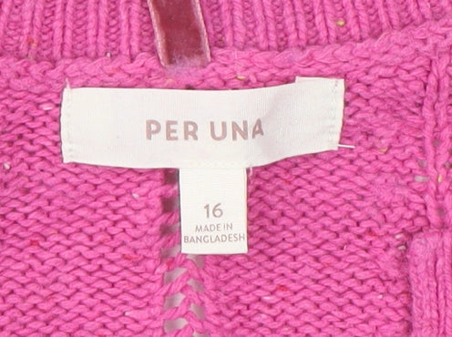 Marks & Spencer Women's Pink Cable Knit Pullover Jumper Size 16