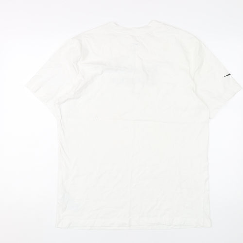 Nike Men's White Sports T-Shirt, Medium, Crew Neck, Cotton