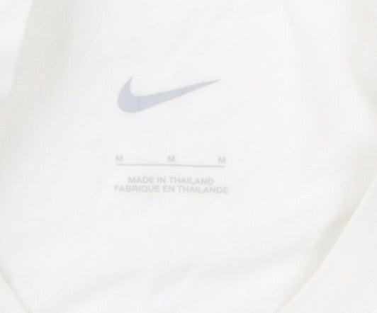 Nike Men's White Sports T-Shirt, Medium, Crew Neck, Cotton