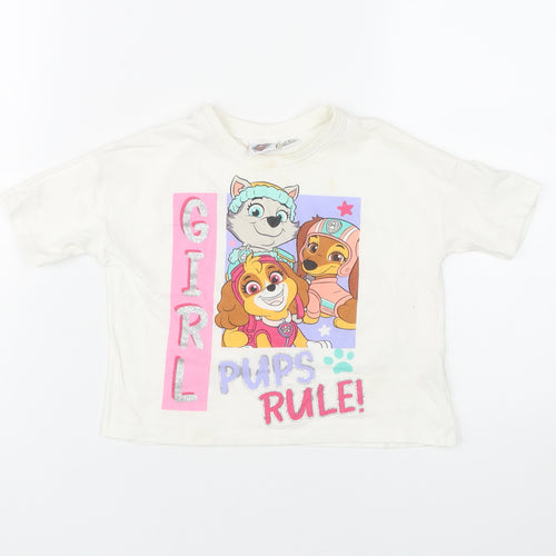 PAW Patrol Girls White T-Shirt 2-3 Years Graphic Print