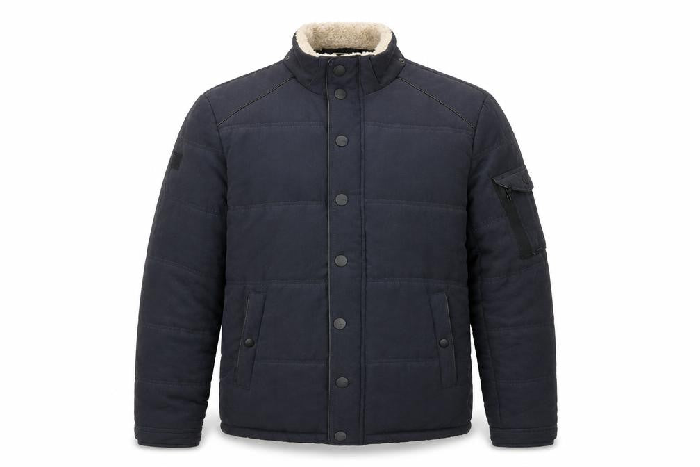 Front view of Koton Men’s Blue Puffer Jacket M Autumn-Winter