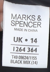 Marks and Spencer Women's Black Check Coat Size 14