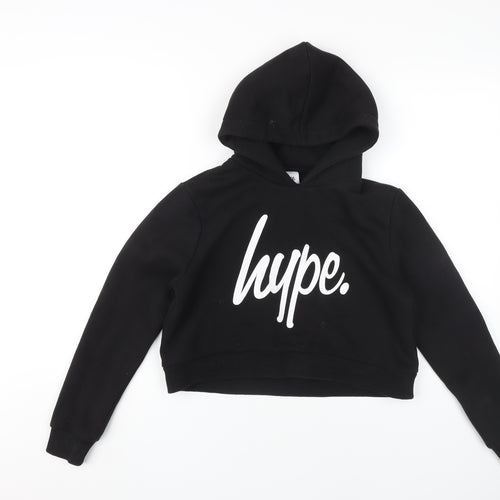 Hype Girls Black Pullover Hoodie, Logo Accents, 13 Years