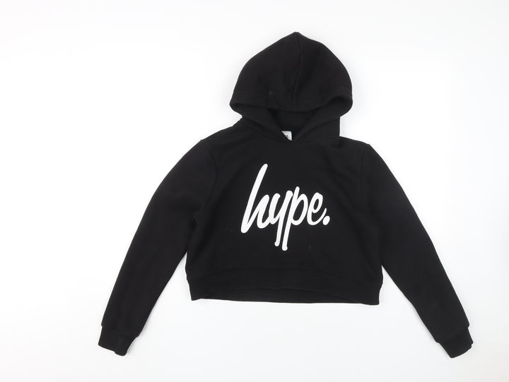 Hype Girls Black Pullover Hoodie, Logo Accents, 13 Years