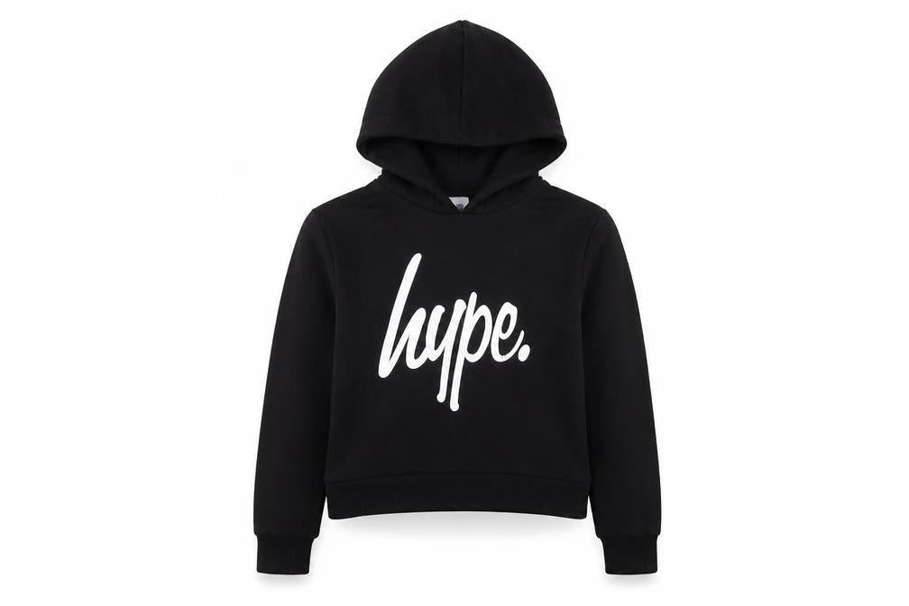 Hype Girls Black Pullover Hoodie, Logo Accents, 13 Years