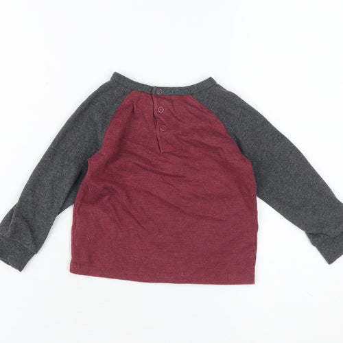 Calvin Klein Unisex Grey Red T-Shirt, 18-24 Months, Crew Neck