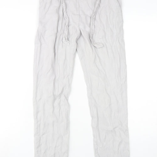 Massimo Dutti Boys Beige Linen Trousers 11-12 Years Elastic Waist