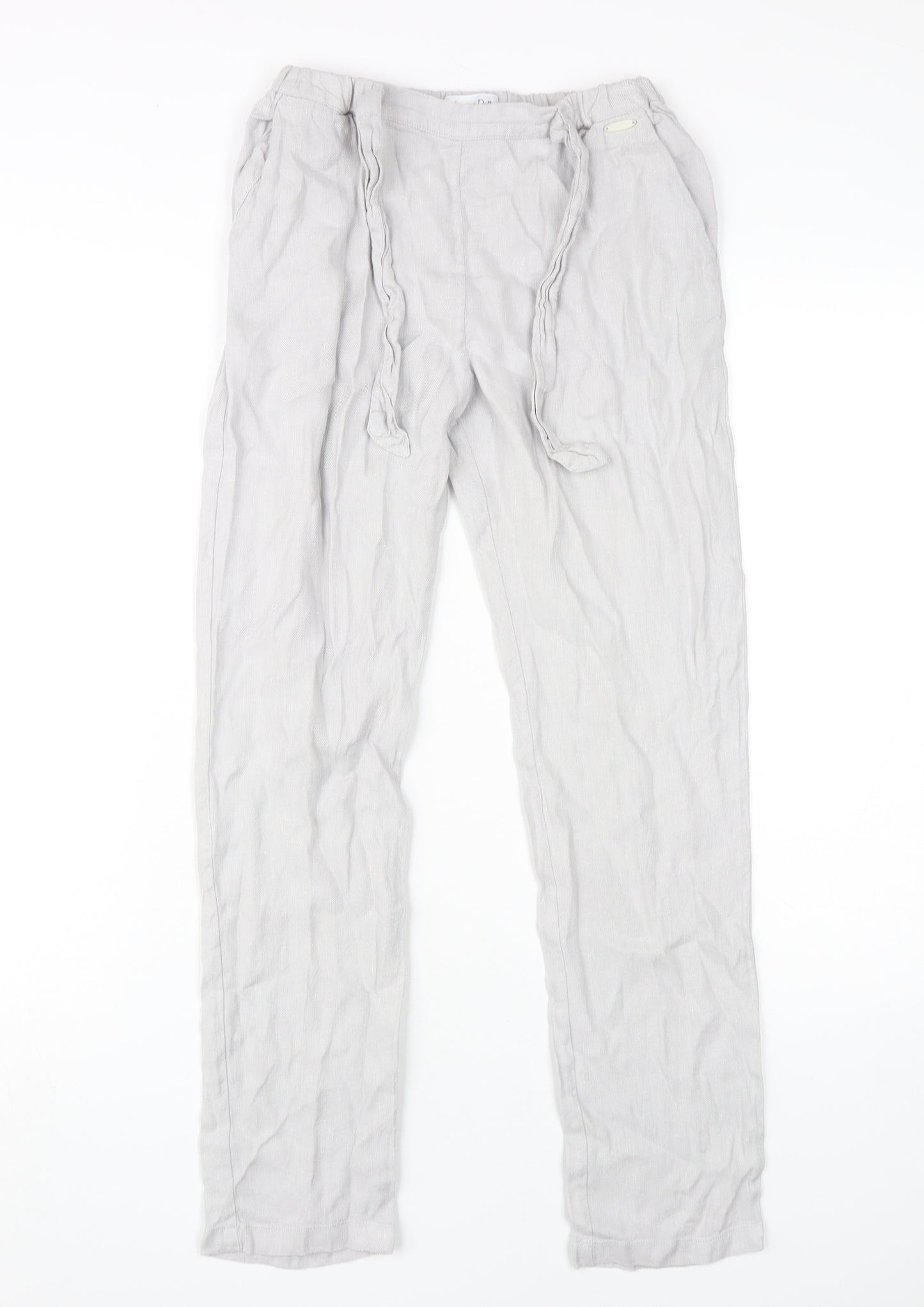 Massimo Dutti Boys Beige Linen Trousers 11-12 Years Elastic Waist