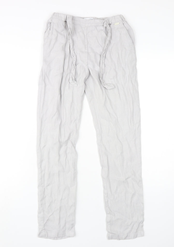 Massimo Dutti Boys Beige Linen Trousers 11-12 Years Elastic Waist