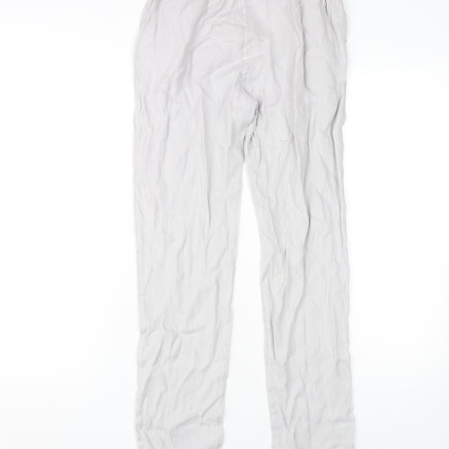 Massimo Dutti Boys Beige Linen Trousers 11-12 Years Elastic Waist