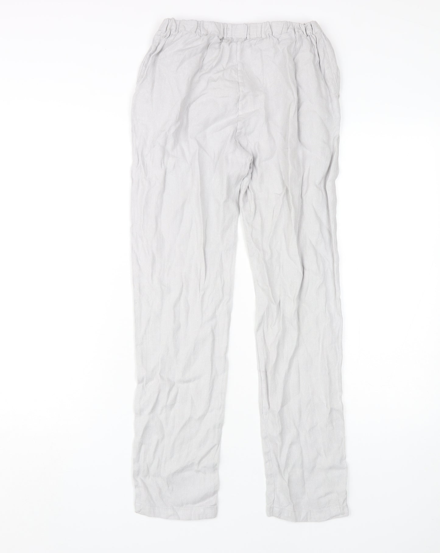 Massimo Dutti Boys Beige Linen Trousers 11-12 Years Elastic Waist