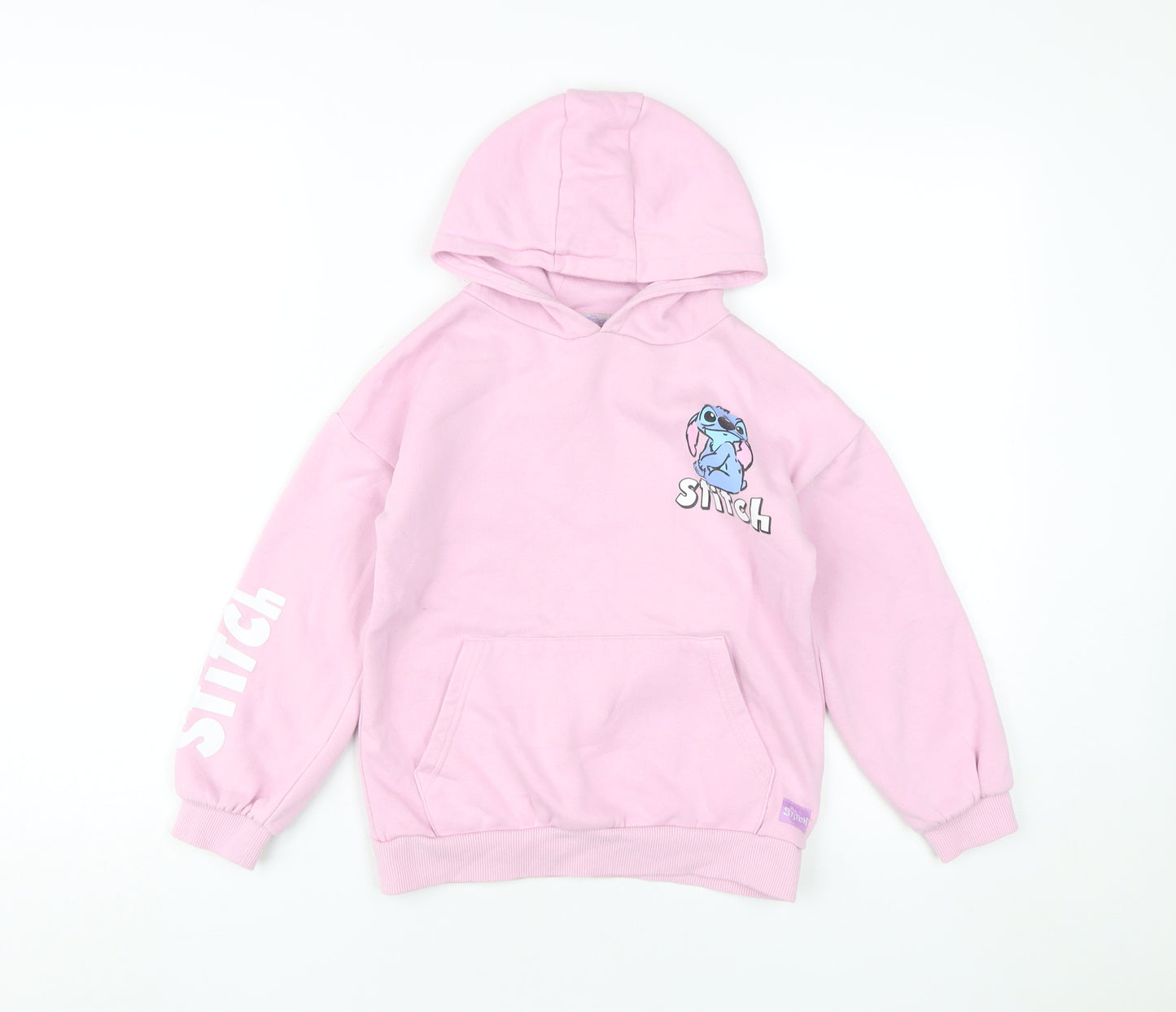 Disney Girls Pink Stitch Pullover Hoodie 7 Years