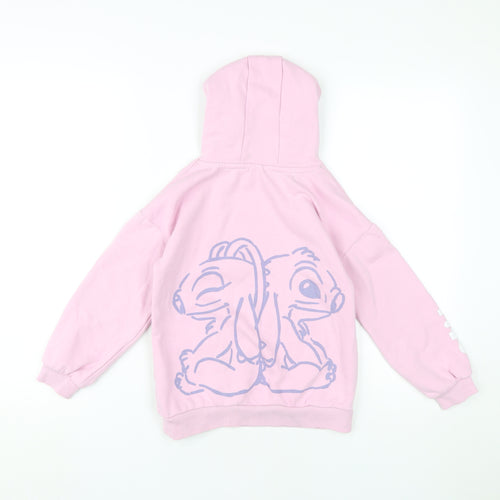 Disney Girls Pink Stitch Pullover Hoodie 7 Years