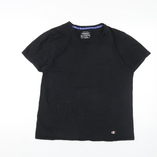 Champion Men's Black Cotton Short Sleeve T-Shirt M