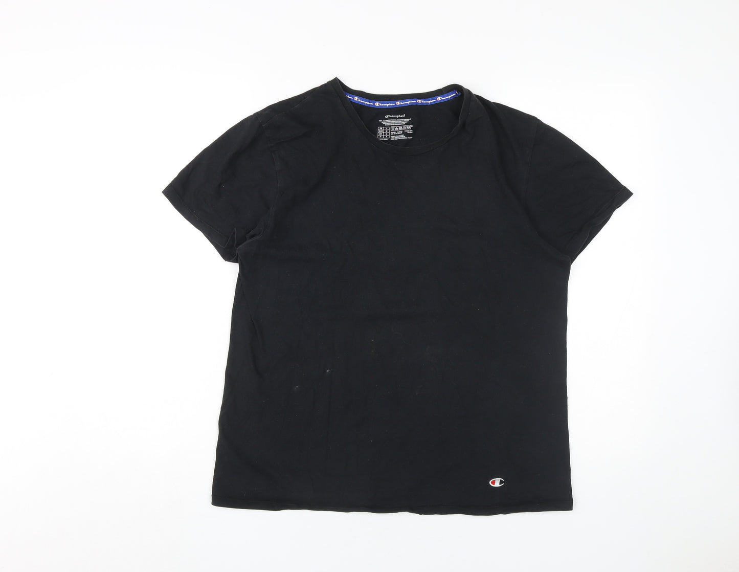 Champion Men's Black Cotton Short Sleeve T-Shirt M