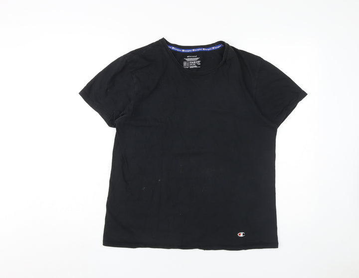 Champion Men's Black Cotton Short Sleeve T-Shirt M