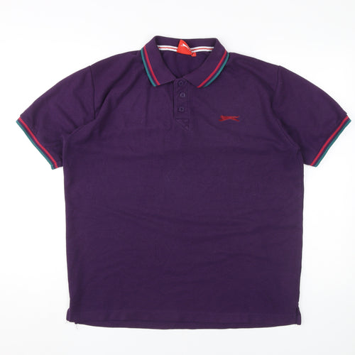 Slazenger Mens Purple Short Sleeve Polo Shirt L