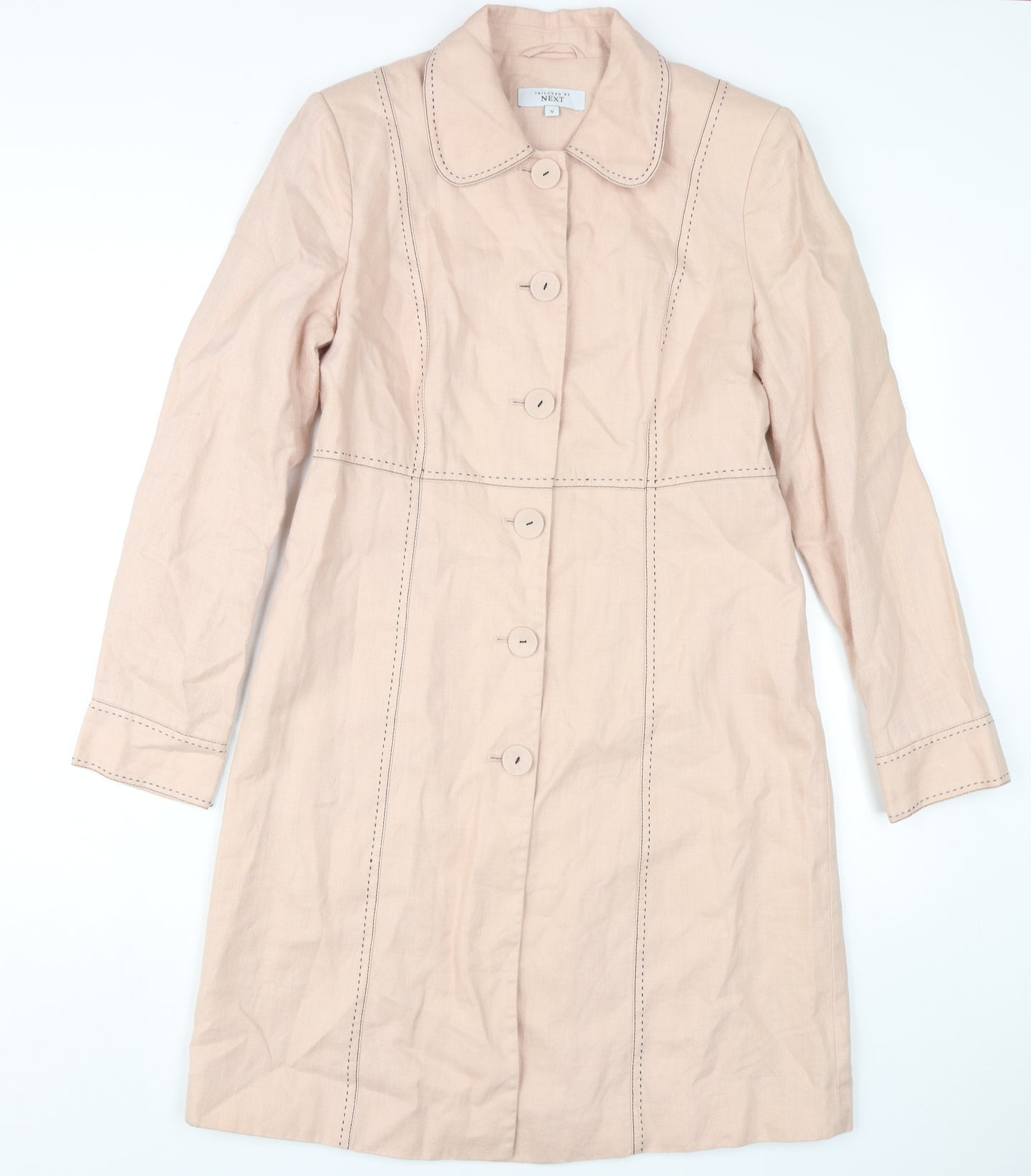 Beige Next Women's Overcoat Size 12 with Button Detail