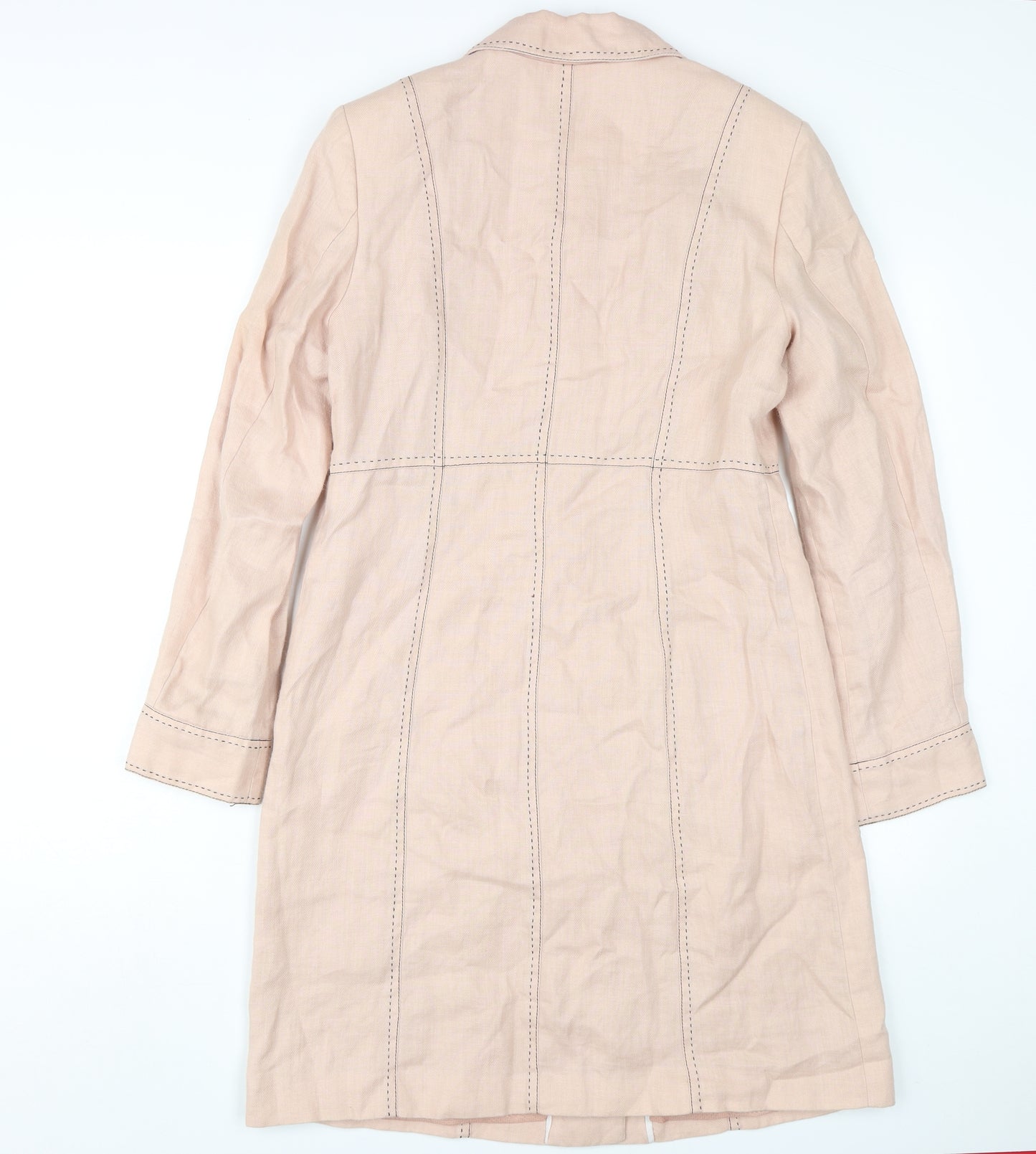 Beige Next Women's Overcoat Size 12 with Button Detail