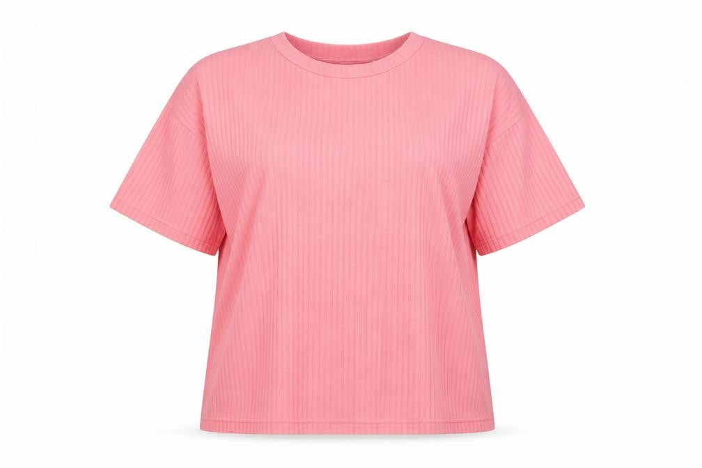 Front view of Leisure Women's Pink Basic T-Shirt, size 20
