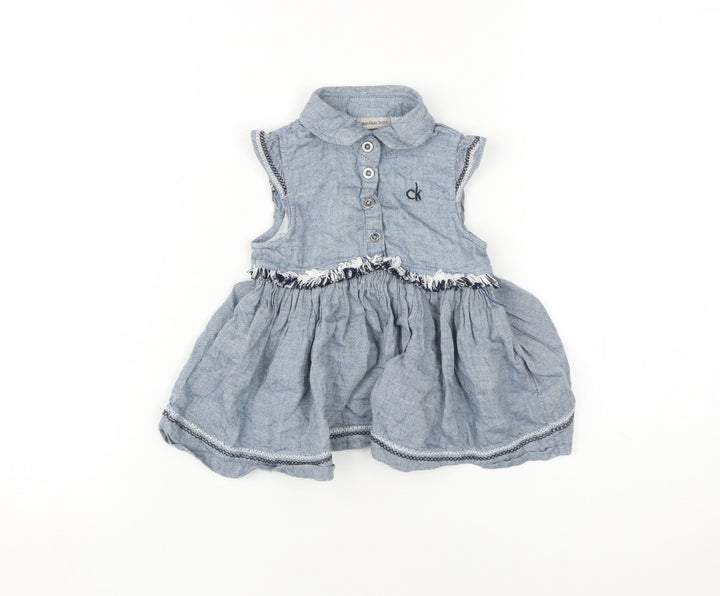 Calvin Klein Girls Blue Chambray Shirt Dress, 3-4 Years, Casual